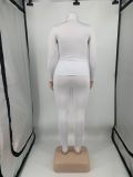 Plus Size Solid High Collar Long Sleeve 2 Piece Sets YIM-223