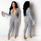 Sexy Lace-up Flared Sleeve Nightclub Jumpsuit FSXF-234