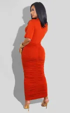 Sexy Fashion Solid Color Ruched Dress FSXF-288