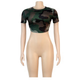Sexy Slim Summer Round Neck Tie Up Crop T-Shirt FSXF-172