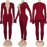 Sexy Lace-up Flared Sleeve Nightclub Jumpsuit FSXF-234