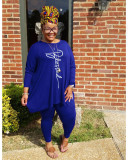 Plus Size Letter Print Long Sleeve 2 Piece Pants Set WAF-77315