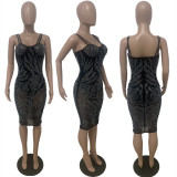 Sexy Rhinestone Spaghetti Strap Club Dress LSD-81064