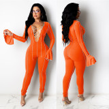 Sexy Lace-up Flared Sleeve Nightclub Jumpsuit FSXF-234