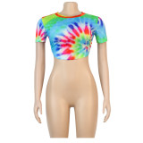 Sexy Slim Summer Round Neck Tie Up Crop T-Shirt FSXF-172