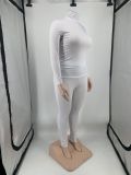 Plus Size Solid High Collar Long Sleeve 2 Piece Sets YIM-223