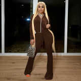 Velvet Hot Drilling Hooded Zipper 2 Piece Pants Set LSD-81062