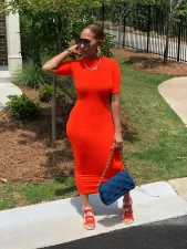 Simple Casual Fashion Solid Color Dress FSXF-276