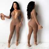 Sexy Lace-up Flared Sleeve Nightclub Jumpsuit FSXF-234