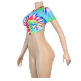 Sexy Slim Summer Round Neck Tie Up Crop T-Shirt FSXF-172
