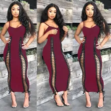 Sexy Hollow Bandage Slim Sling Dress FSXF-80