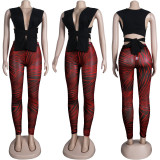 Sexy Sleeveless Top And Print Pants Two Piece Sets FSXF-312