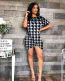 Round Neck Irregular Short Sleeve Mini Dress FSXF-59