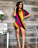 Round Neck Irregular Short Sleeve Mini Dress FSXF-59