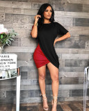 Round Neck Irregular Short Sleeve Mini Dress FSXF-59