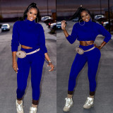 Solid Sports Long Sleeve Two Piece Sets MAE-2128
