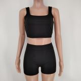 Solid Fitness Tank Top And Shorts 2 Piece Sets XMY-9307