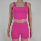 Solid Fitness Tank Top And Shorts 2 Piece Sets XMY-9307