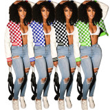 Plaid Print Full Sleeve Baseball Jacket BLX-8232