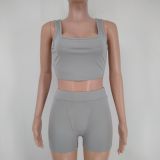 Solid Fitness Tank Top And Shorts 2 Piece Sets XMY-9307