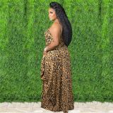 Plus Size Printed Spaghetti Strap Loose Maxi Dress XMY-9317
