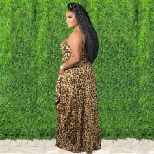 Plus Size Printed Spaghetti Strap Loose Maxi Dress XMY-9317