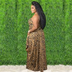 Plus Size Printed Spaghetti Strap Loose Maxi Dress XMY-9317