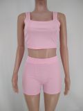 Solid Fitness Tank Top And Shorts 2 Piece Sets XMY-9307