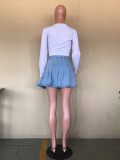 Plus Size Fashion Casual Denim Pleated Skirt OD-D8429