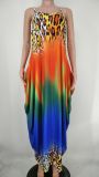 Plus Size Printed Spaghetti Strap Loose Maxi Dress XMY-9317