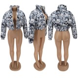 Plus Size Cartoon Print Winter Warm Down Jacket HNIF-063