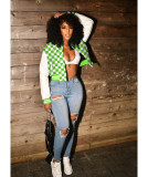 Plaid Print Full Sleeve Baseball Jacket BLX-8232