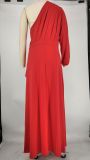 Plus Size Solid One Shoulder Irregular Maxi Dress XMY-9328