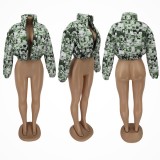 Plus Size Cartoon Print Winter Warm Down Jacket HNIF-063