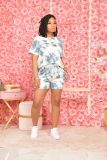 Tie Dye Print Short Sleeve 2 Piece Shorts Set XMY-9309