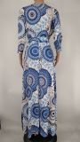 Plus Size Printed V Neck Sashes Maxi Dress XMY-9326