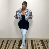 Plus Size Cartoon Print Winter Warm Down Jacket HNIF-063