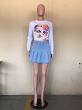 Plus Size Fashion Casual Denim Pleated Skirt OD-D8429