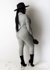 Solid Color High Neck Long Sleeve Jumpsuits NY-8876