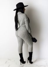 Solid Color High Neck Long Sleeve Jumpsuits NY-8876