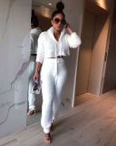 Plus Size Plush Hooded Long Sleeve 2 Piece Pants Set HNIF-061