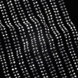 Plus Size Sexy Hot Rhinestone Round Neck Split Long Sleeve Nightclub Dress NY-8882