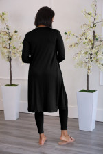 Solid Ribbed Tank Top+Long Cloak+Pants 3 Piece Sets FSXF-F314