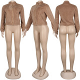Autumn Winter Zipper Plush Solid Color Coat Tops NY-8858