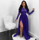 Sexy Backless Sequined Perspective Split Long Dress NY-8499