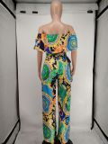 Sexy Printed Off Shoulder Jumpsuit NK-8605
