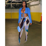 Sexy Long Sleeve Crop Top+Pantyhose Pants 2 Piece Sets BN-9307