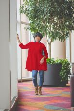 Plus Size Solid Color Loose Long Sleeve Dress NY-8844
