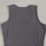 Solid Ribbed Tank Top+Long Cloak+Pants 3 Piece Sets FSXF-F314