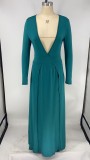 Sexy V Neck High Split Long Sleeve Maxi Dress XMY-9265